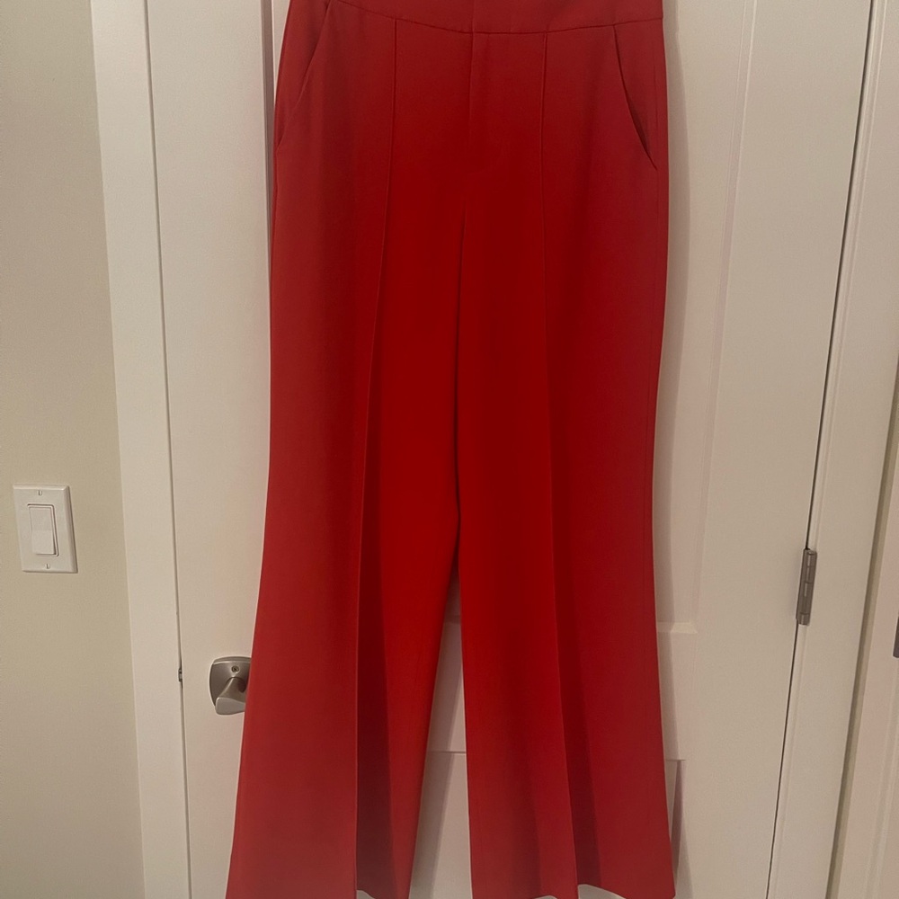Alice + Olivia Vibrant Red Wide-Leg Pants